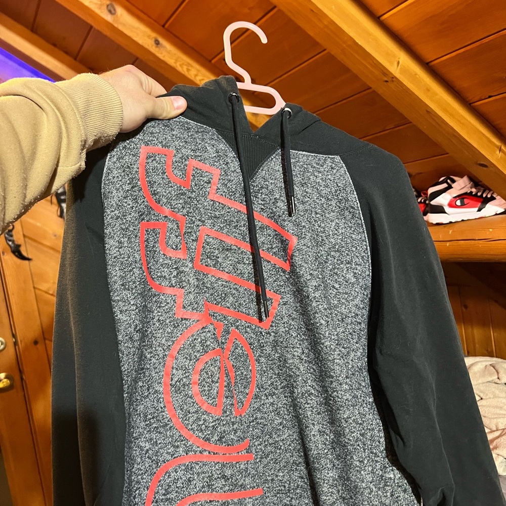 Neff Gray and Black Hoodie with Red/pink Logo